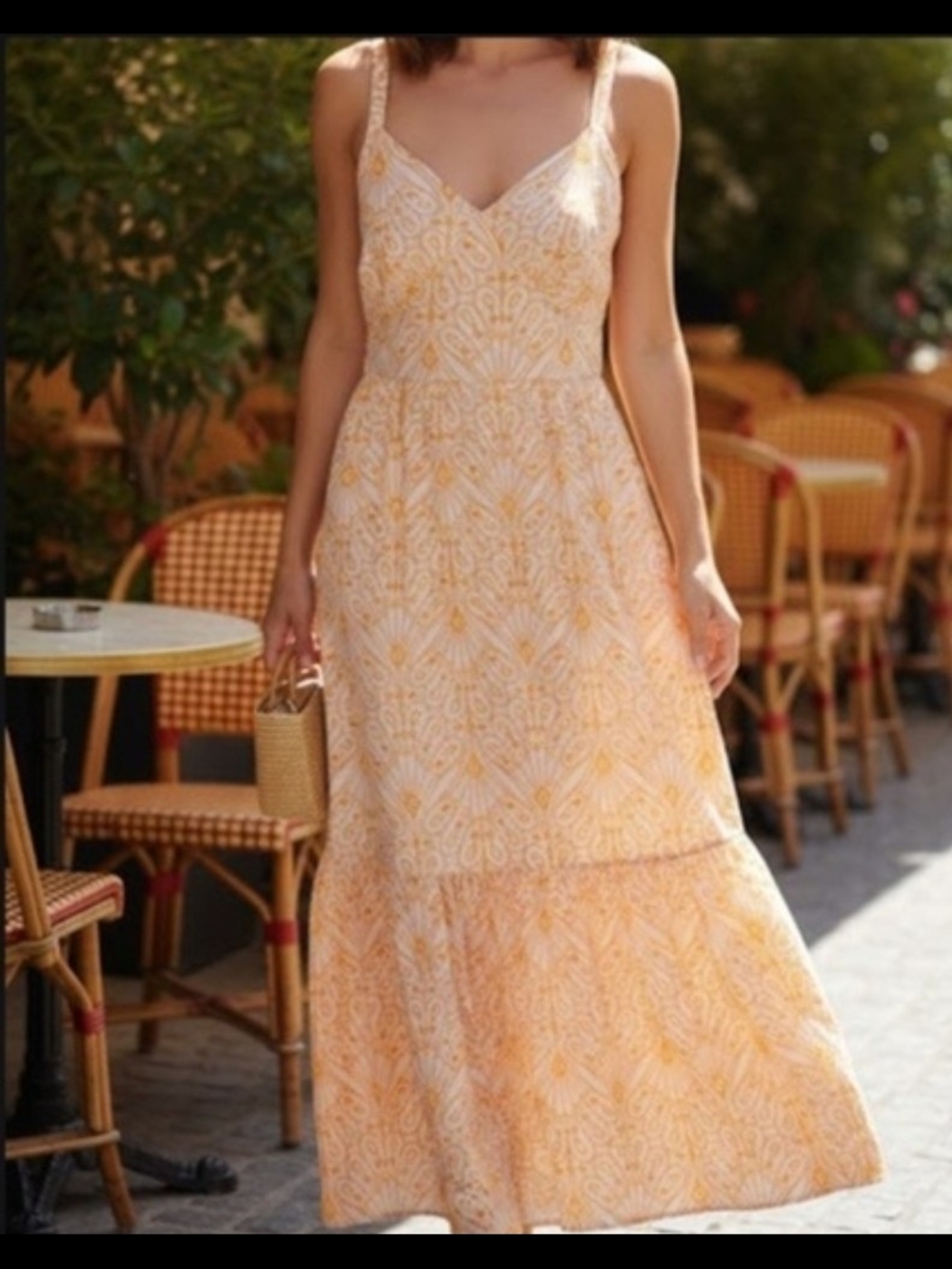 LOFT Yellow Patterned Maxi Sundress